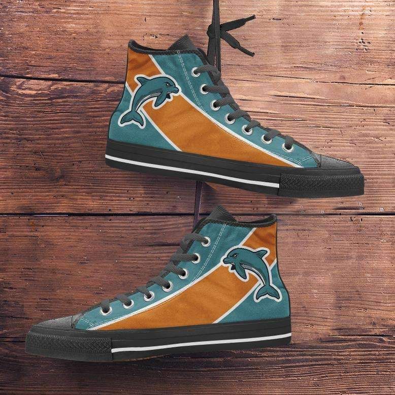 Fan Art Miami Dolphins Canvas High Top Shoes Sneakers