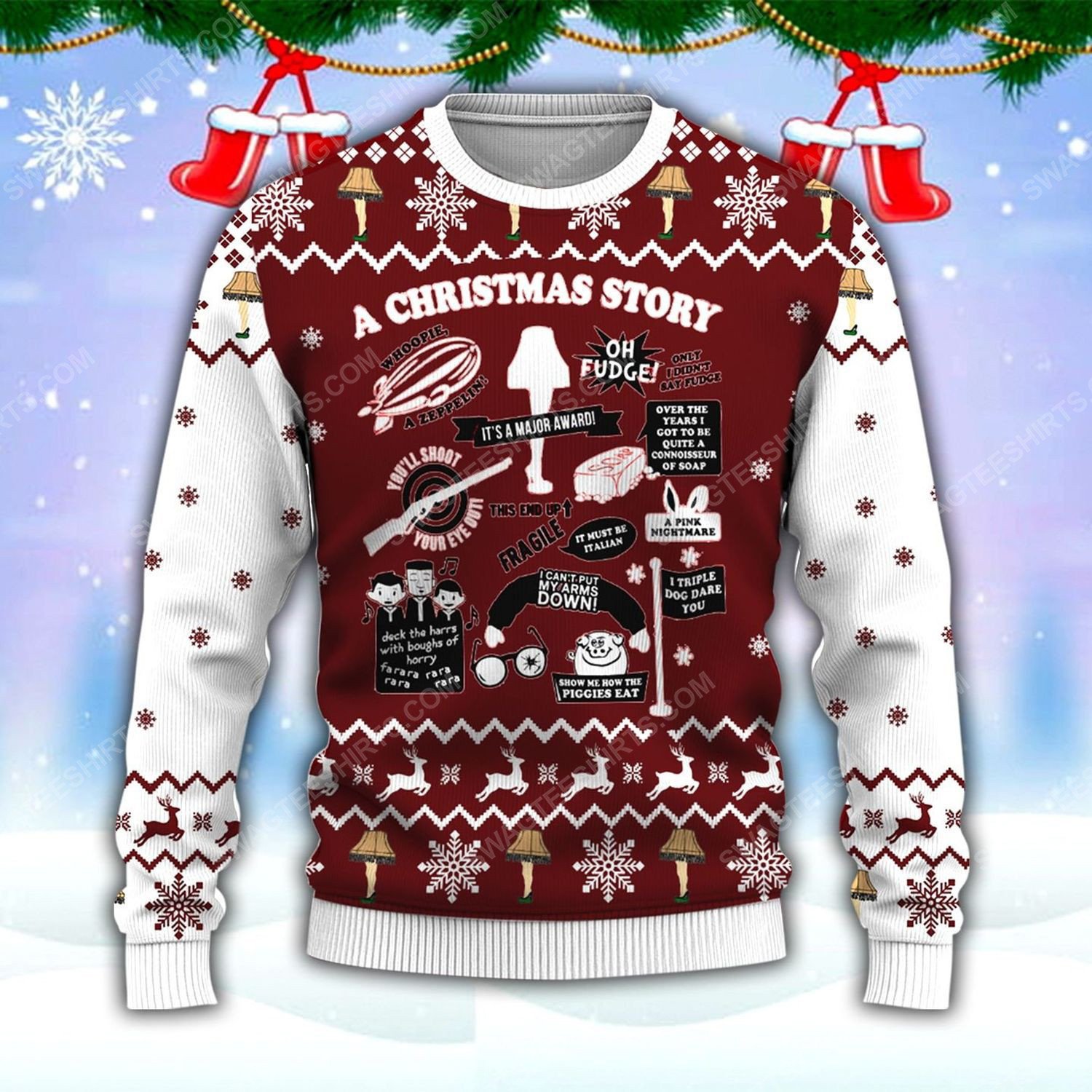 Ugly Christmas Sweater 2021, A Christmas Story Movie Sweatshirt For Women Men Couple Family Funny Cute Plus Size