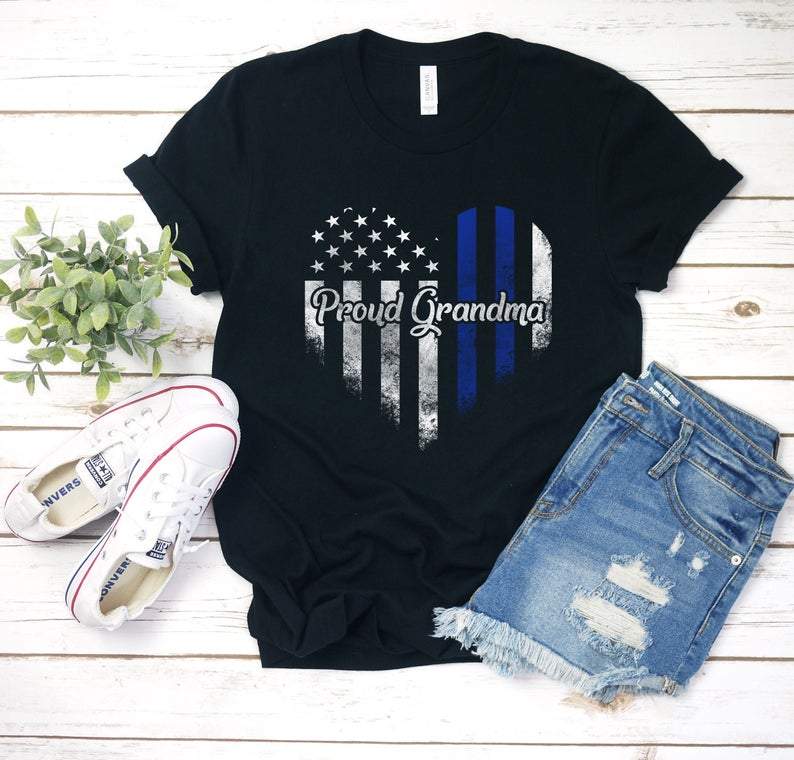 Dreameris Proud Police Grandma Shirt T Shirt Tee Tshirt Gifts Cop Grandma Leo Police Officer Grandma Shirts Tank Top Sweatshirt Hoodie Long Sleeve