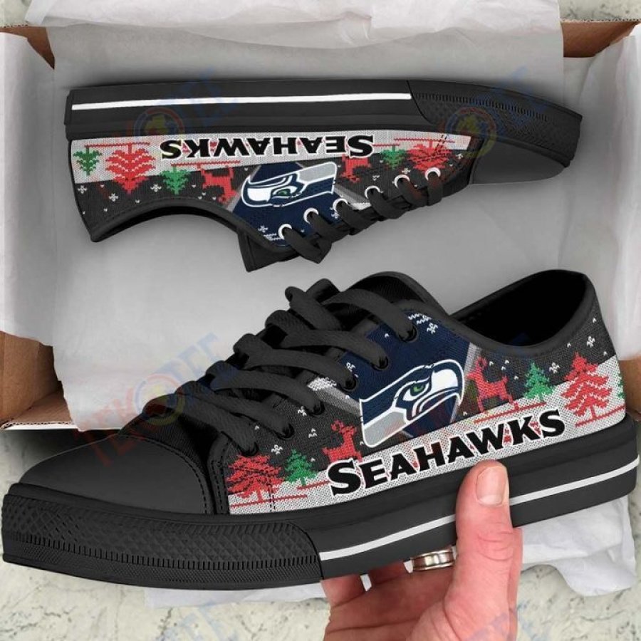 Mens Womens Christmas Seattle Seahawks Nfl Low Top Shoes Custom Print Footwear Convers Sneakers TMT170