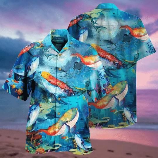 Amazing Whale Aloha Hawaiian Shirt Colorful Short Sleeve Summer Beach Casual Shirt For Men And Women