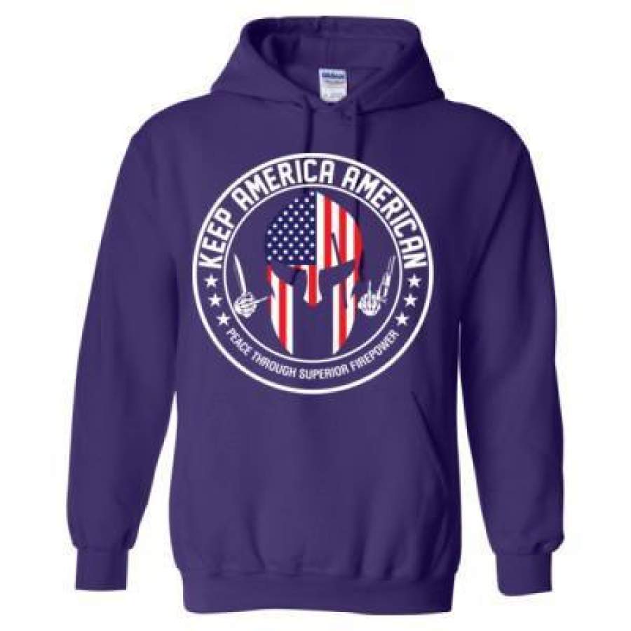 AGR Keep America American Peace Through Superior Firepower – Heavy Blend™ Hooded Sweatshirt