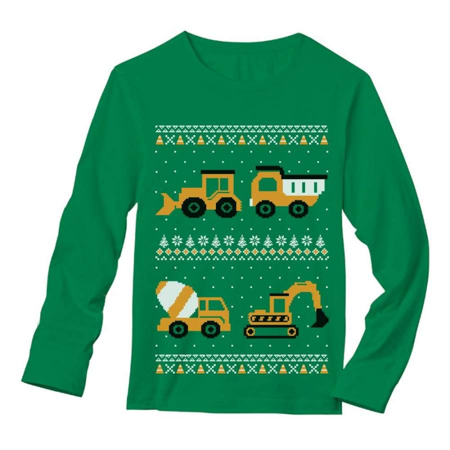 Tractors & Bulldozers Ugly Christmas Sweater Long Sleeve T-Shirt