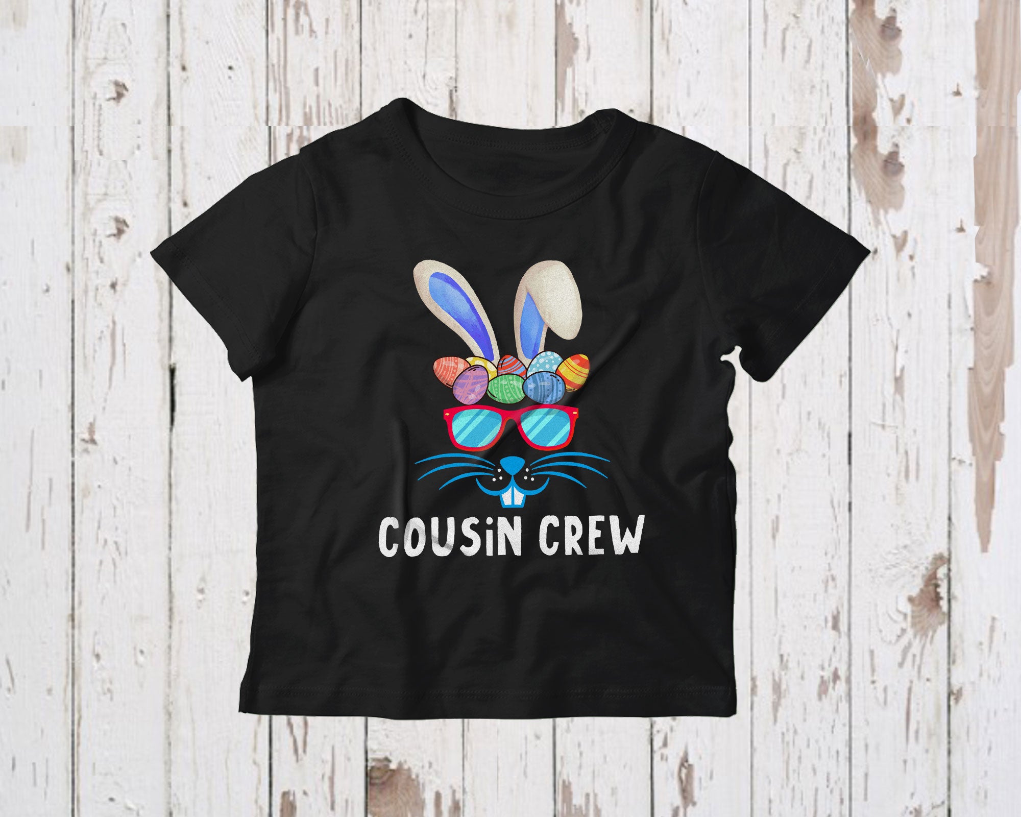 Cousin Crew Funny Happy Easter Day Boys Kids Egg Bunny Face Lover Matching Family Group T-Shirt