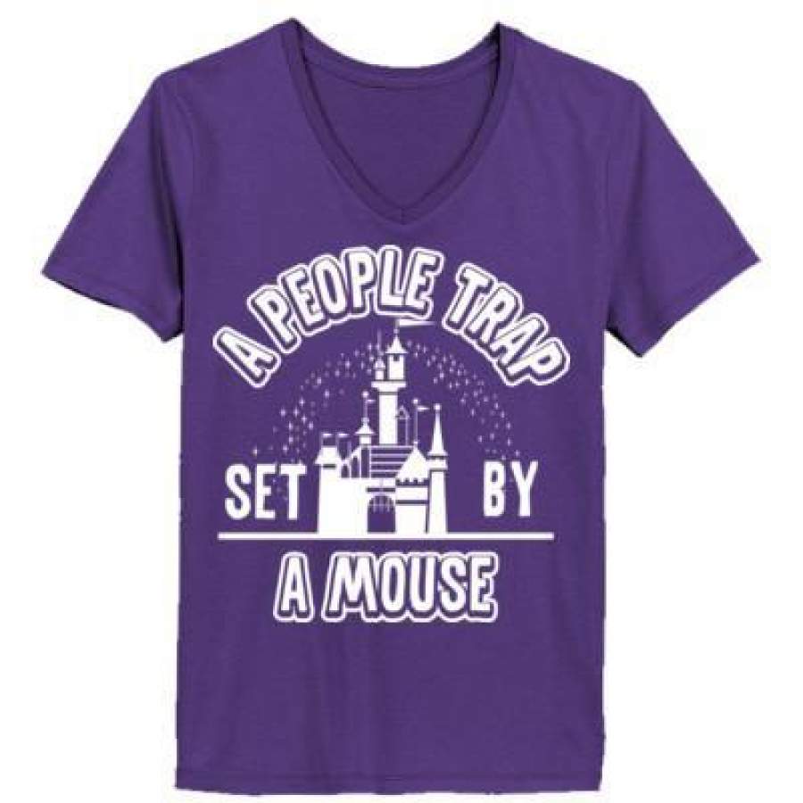 AGR A People Trap Set By A Mouse – Ladies’ V-Neck T-Shirt