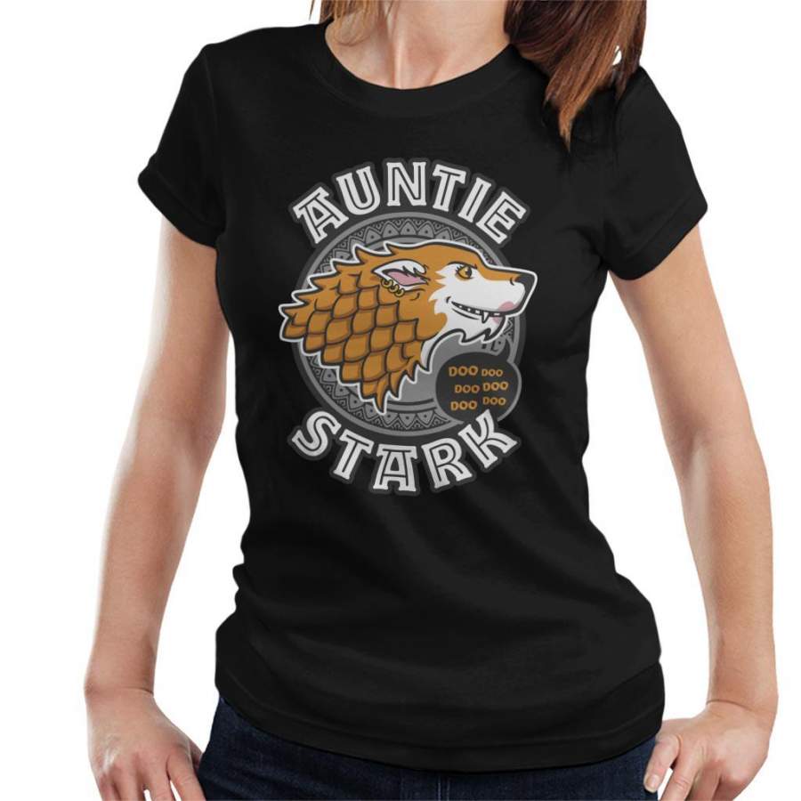 Auntie Stark Baby Shark Family Game Of Thrones Women’s T-Shirt