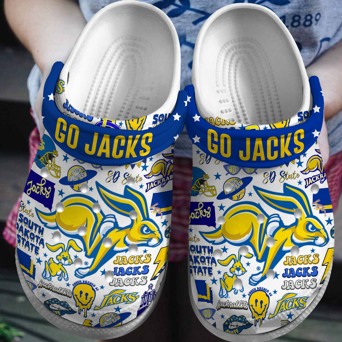 South Dakota State Jackrabbits NCAA Sport Crocs Crocband Clogs Shoes Comfortable For Men Women and Kids