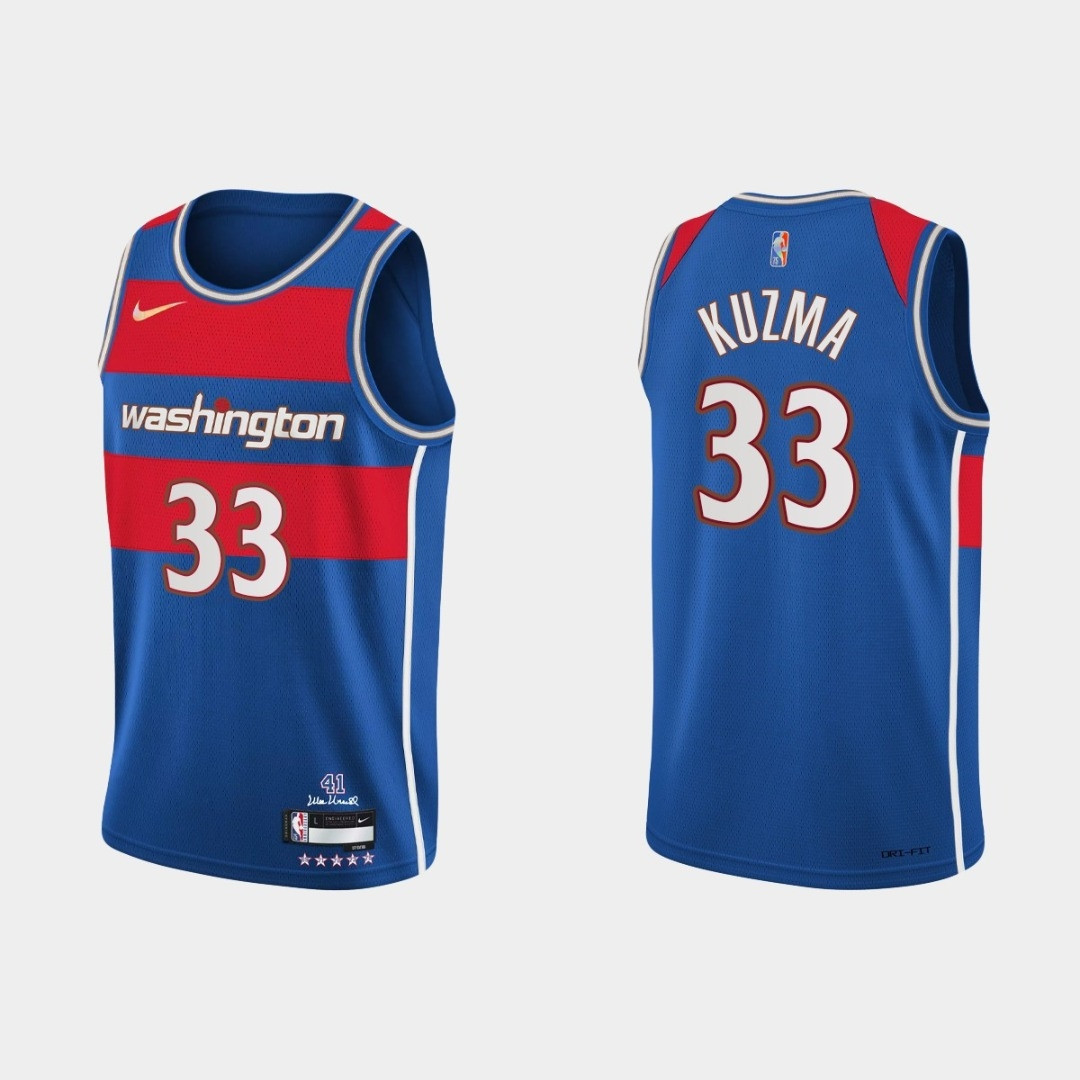 Washington Wizards Kyle Kuzma #33 NBA Basketball City Brandedition Blue Jersey Gift For Wizards Fans