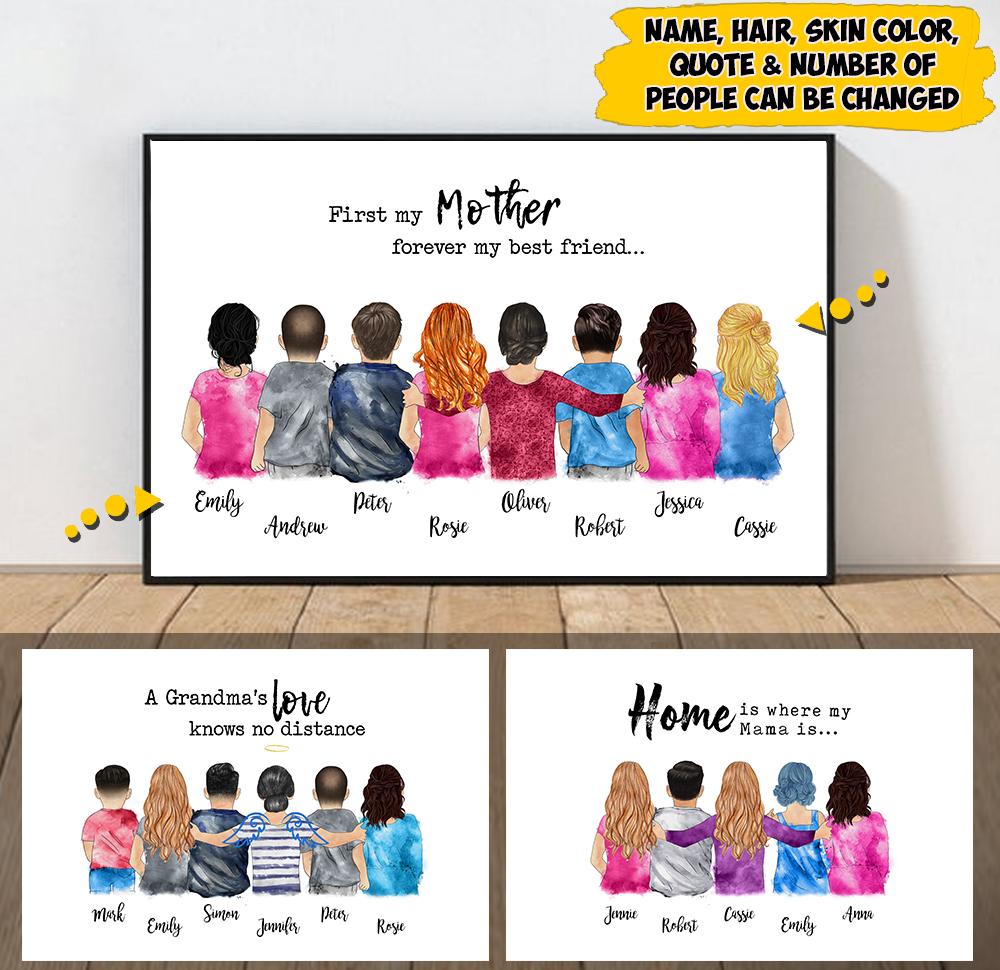 Personal Mother’S Hug Mom/Daughters/Sons, Sisters/Brothers Poster Canvas, Perfect Gift For Mother’S Day, Uond