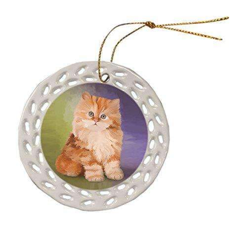 Red Persian Kitten Ceramic Doily Ornament Dpor48070