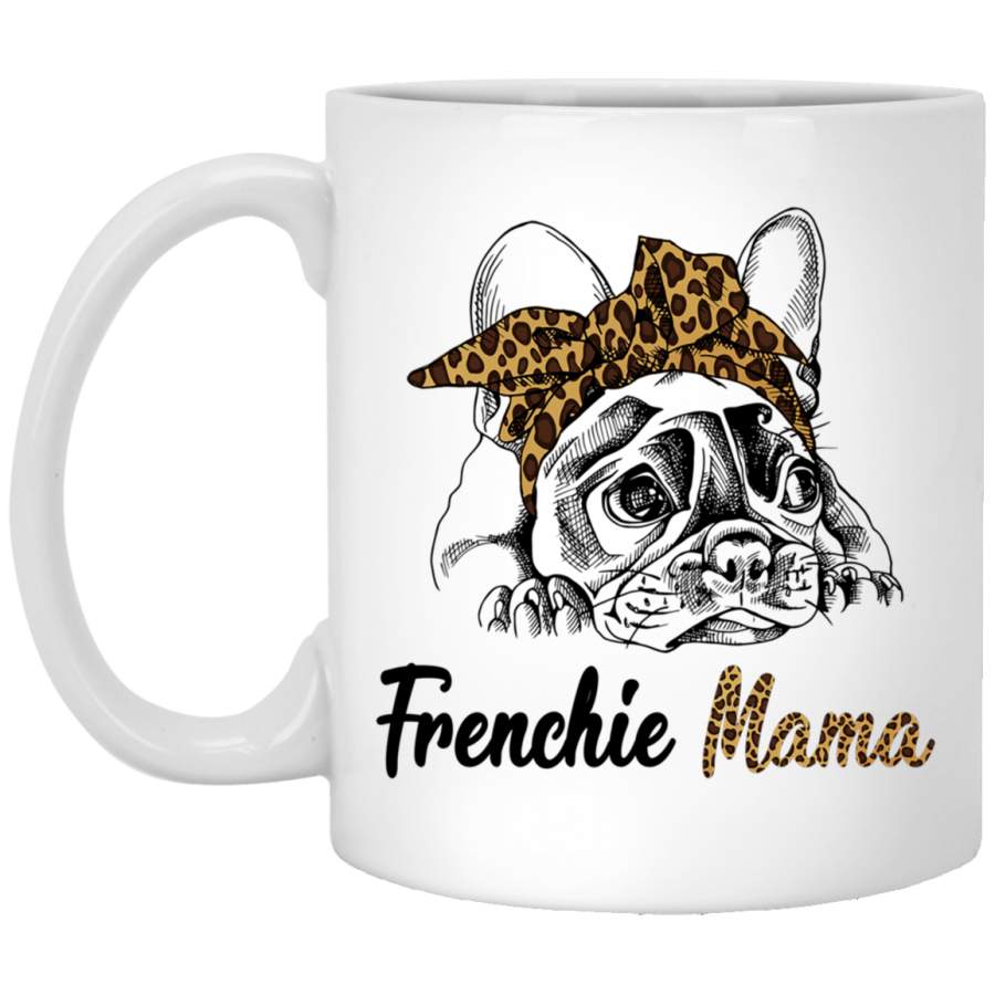 Cute French Bulldog Costume Frenchie Mom Gifts Leopard Print Pullover White Mug