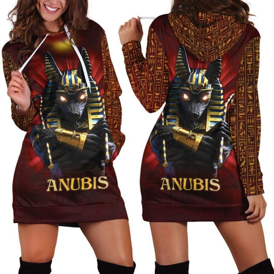 All Over Printed Anubis Hoodie Dress