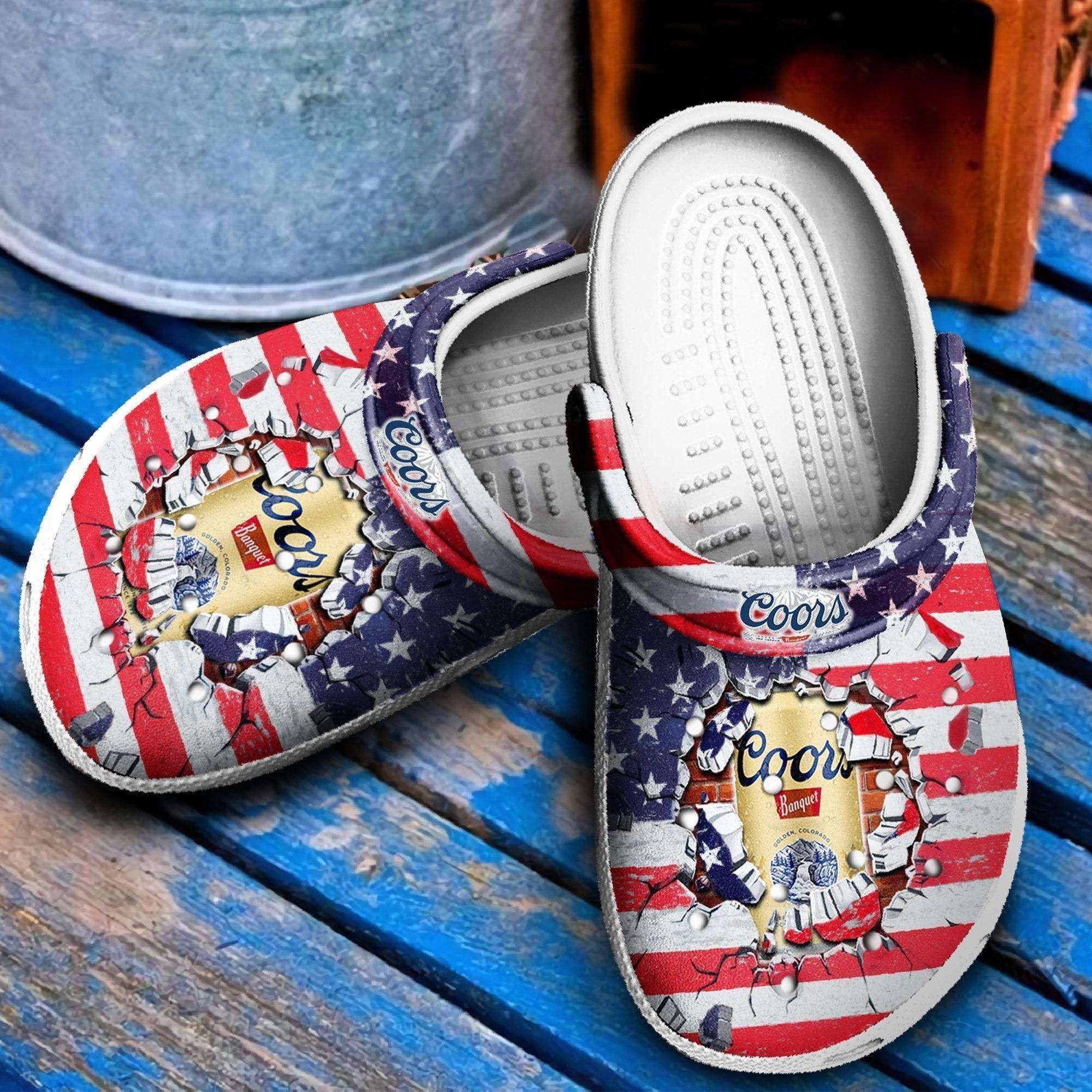 Coors Banquet Drink American Flag Comfortable For Man And Women Classic Water Rubber Clogs Clogband Clogs Comfy Footwear