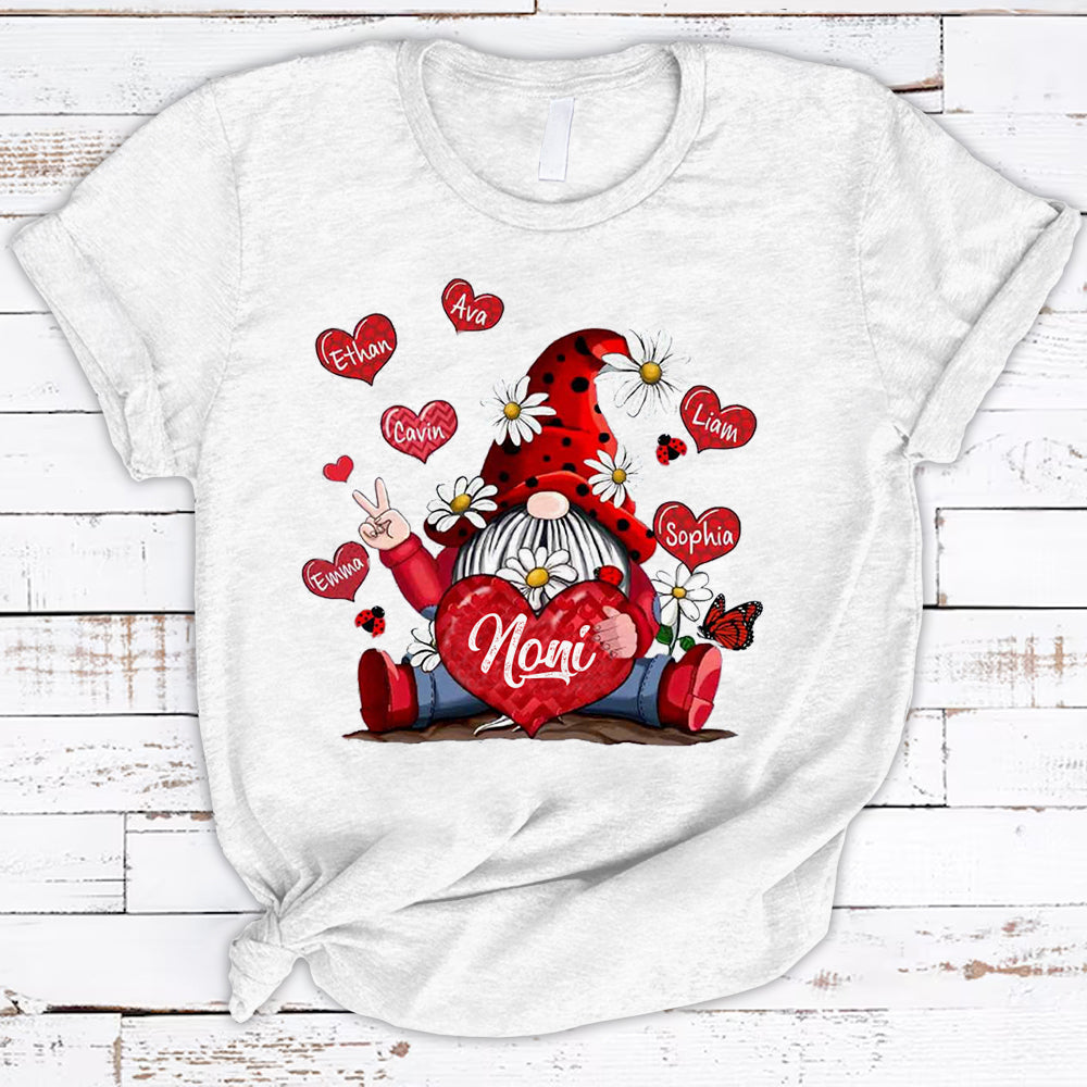 Personalized Noni And Grandkids Heart Gnome Shirt For Noni