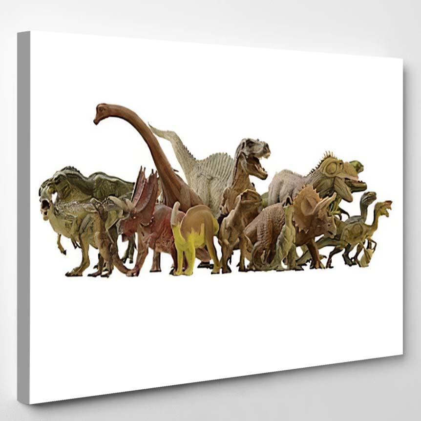 Shooting Dinosaur On Black Background – Dinosaur Animals Canvas Print