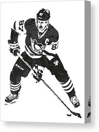 Sidney Crosby Pittsburgh Penguins Watercolor Strokes Pixel Art 5 Joe Hamilton Canvas Print