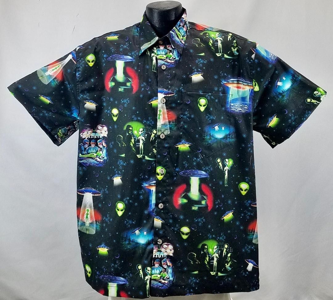 Ufo And Alien Black Nice Design Hawaii Shirt Ha103225