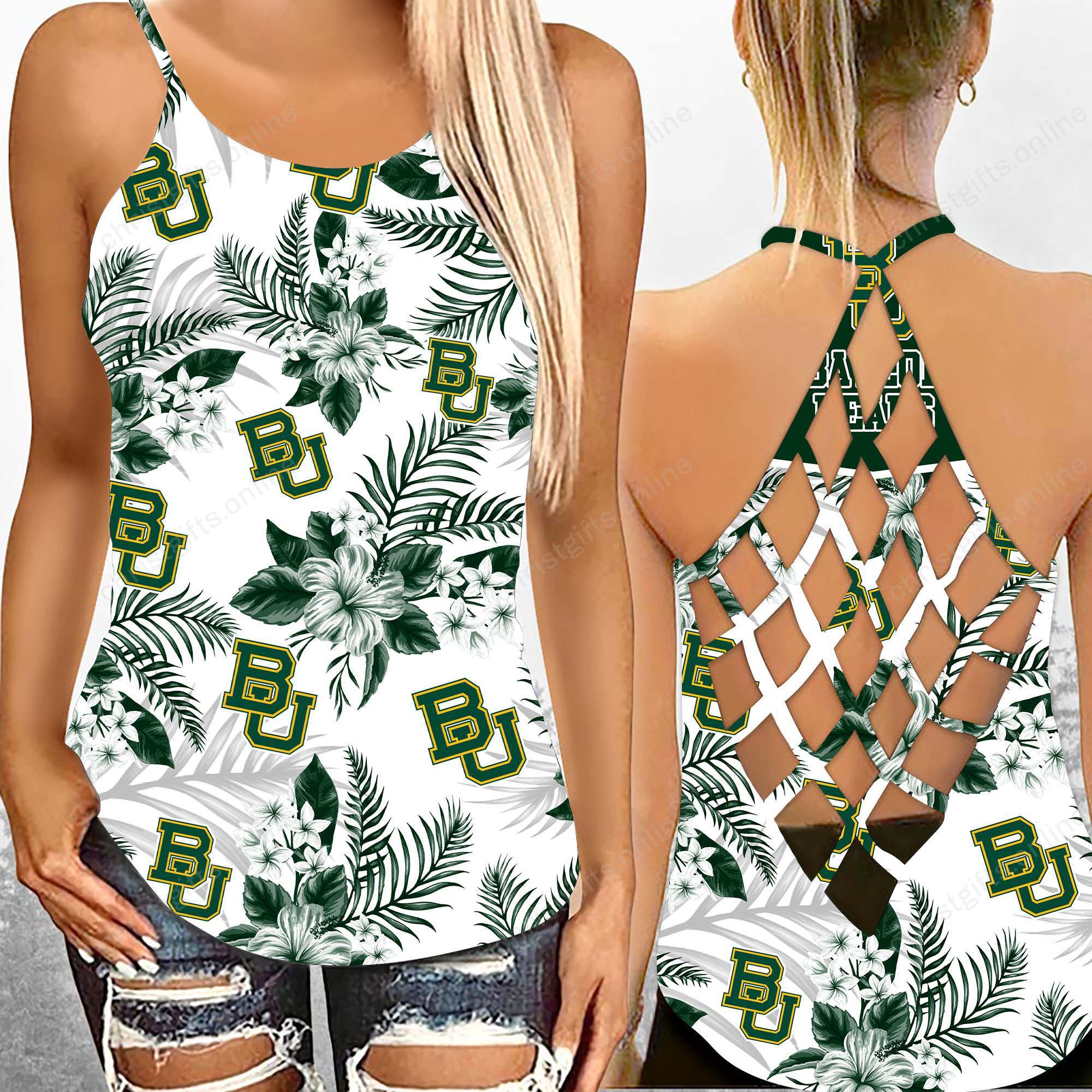 Baylor Bears NCAA2-Criss Cross Tanktop Hawaii Style Ds1