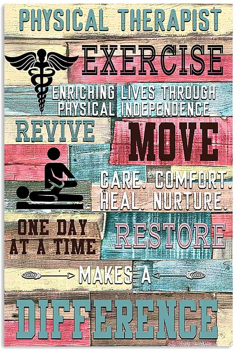 Vintage Physical Therapist Exercise Makes A Difference Poster Art Print      Home Decor Gift For Family Friend On Birthday