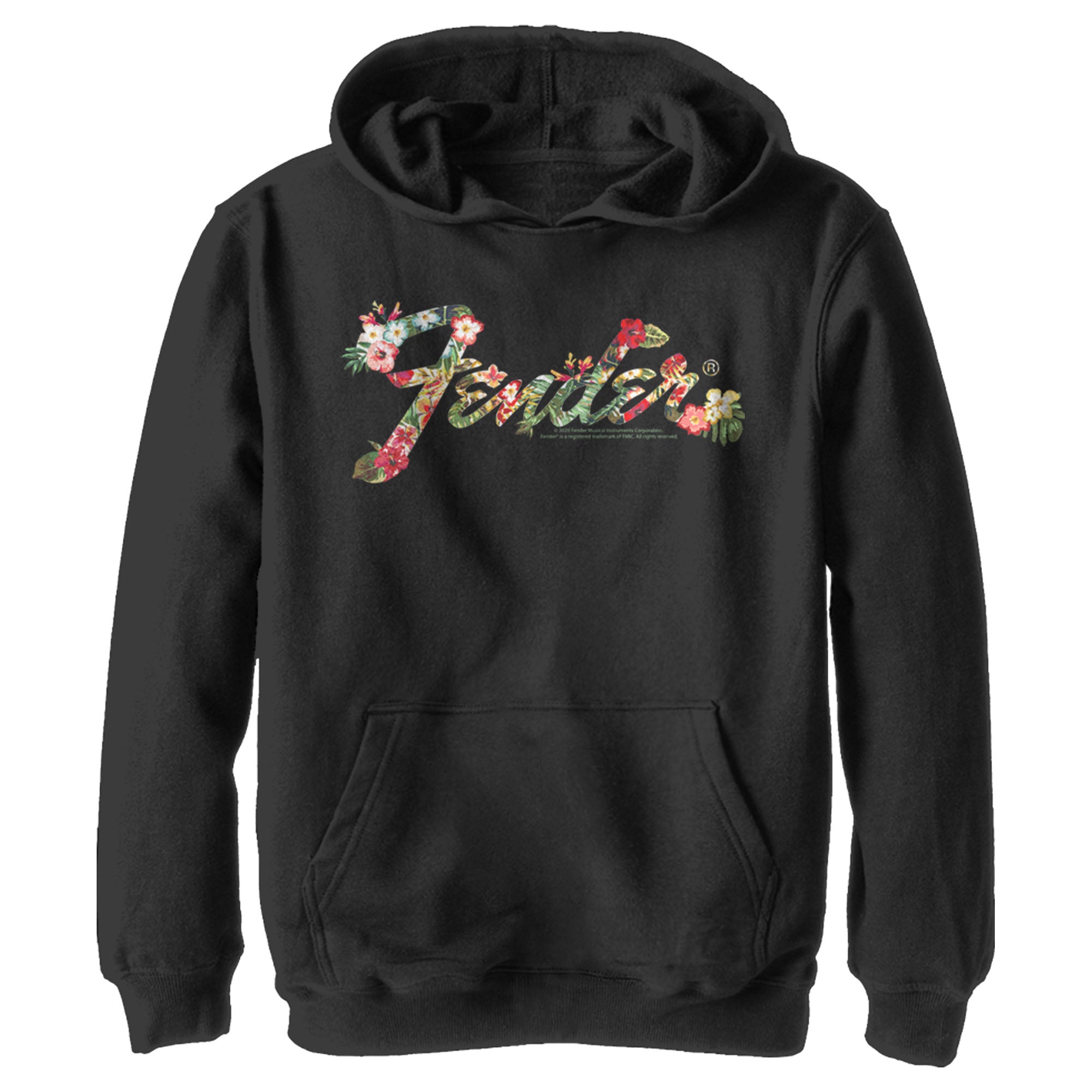 Boy’S Fender Tropical Floral Logo Pull Over Hoodie