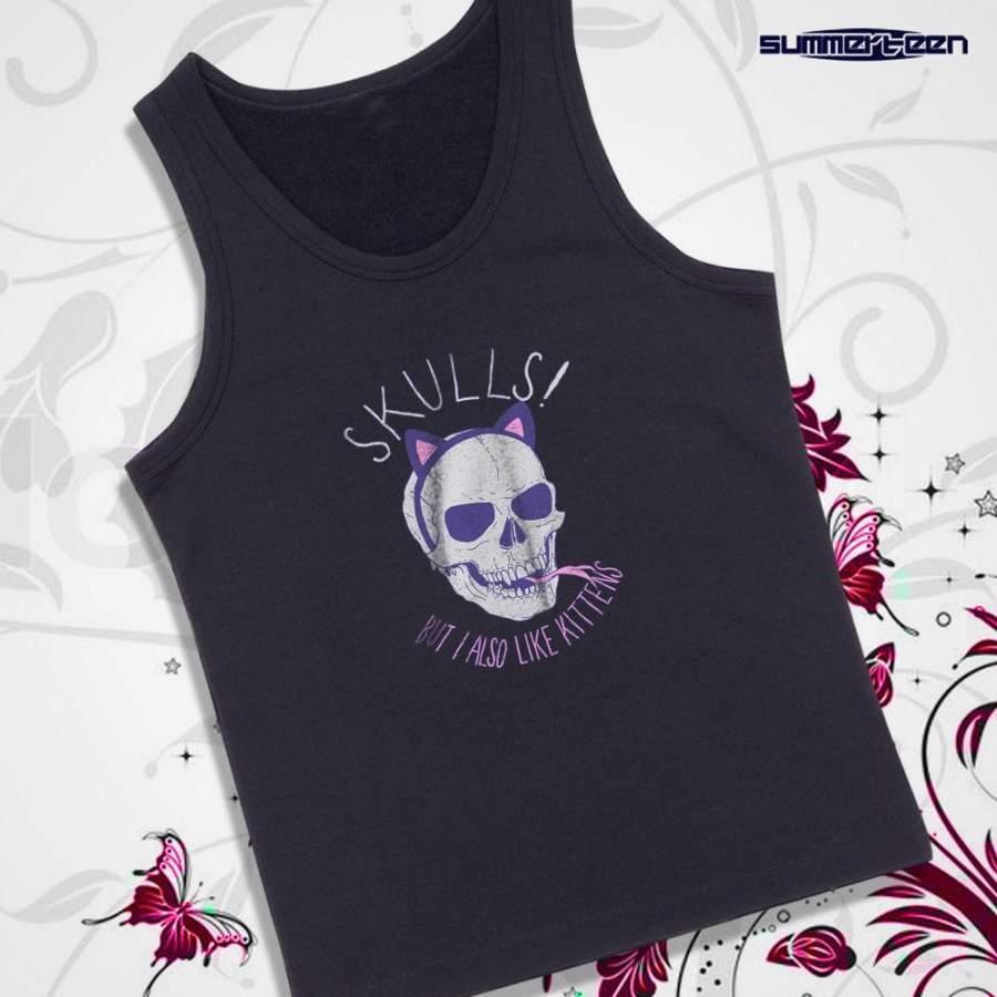 Cat Skulls But A Also Like Kittens Men’S Tank Top