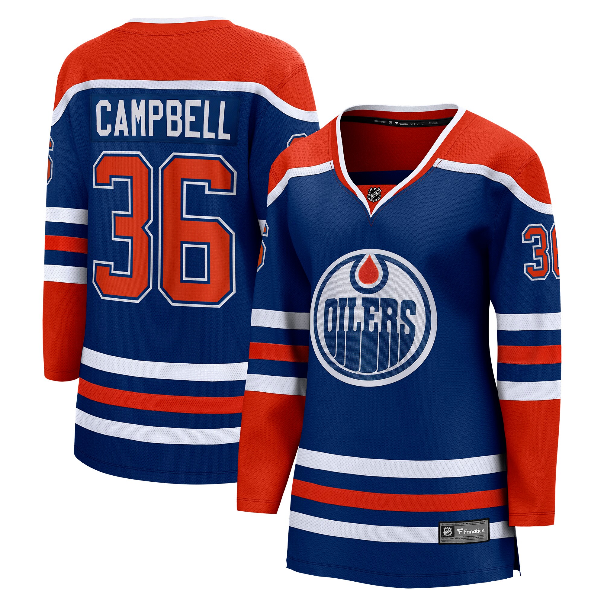 Women's Edmonton Oilers Jack Campbell Royal Home Breakaway Player Jersey