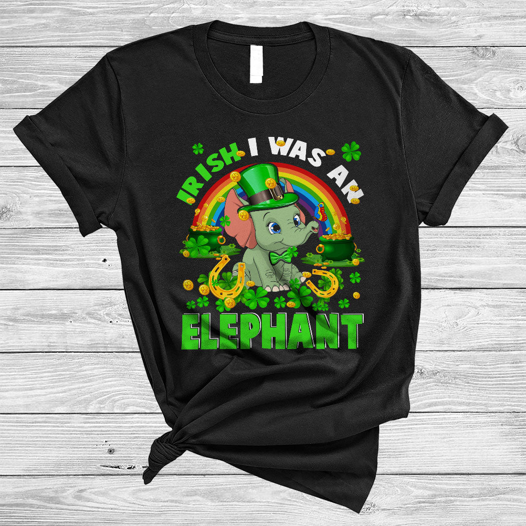 Irish I Was An Elephant Cute Happy St. Patrick’S Day Rainbow Shamrock Leprechaun Elephant T-Shirt