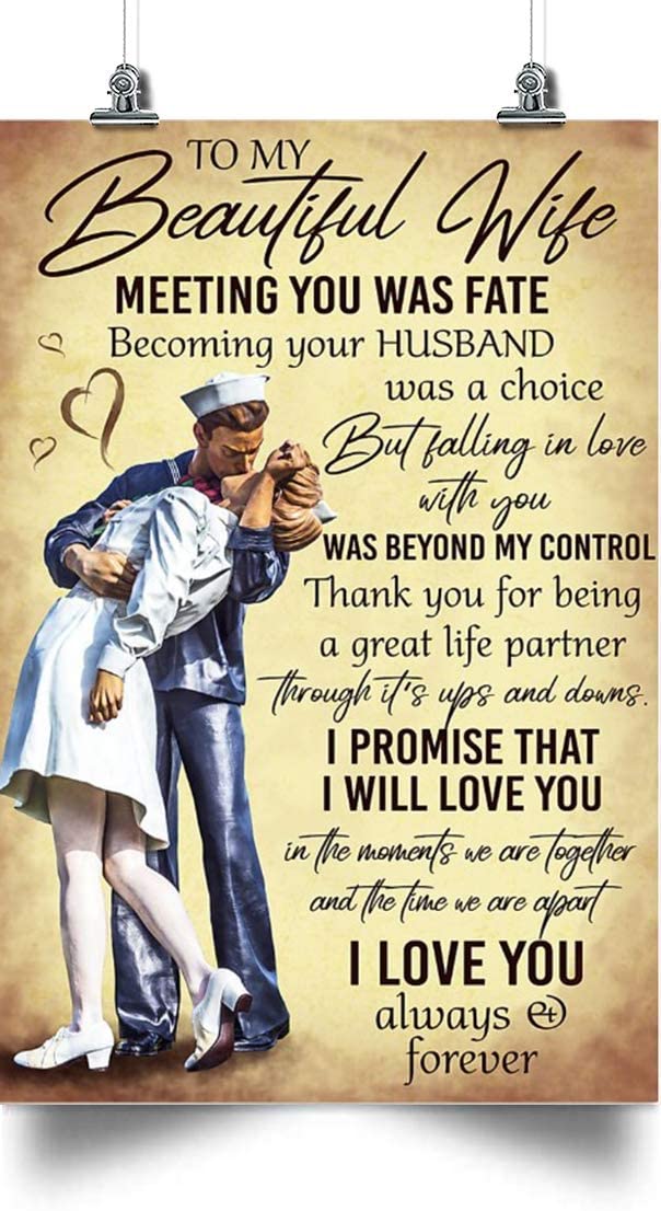 to My Beautiful Wife Vertical Poster-Meeting You was Fate-Home Decoration Poster, Wall Poster, Home and Room Decoration, Gifts for Wife, Souvenirs.