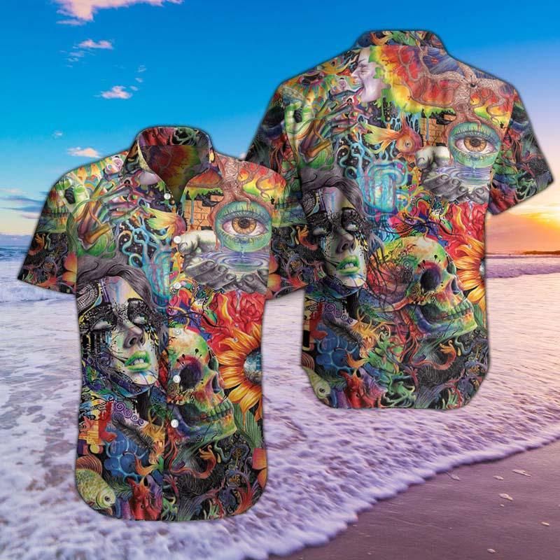 Skull Colorful Hawaiian Shirts Ha54175