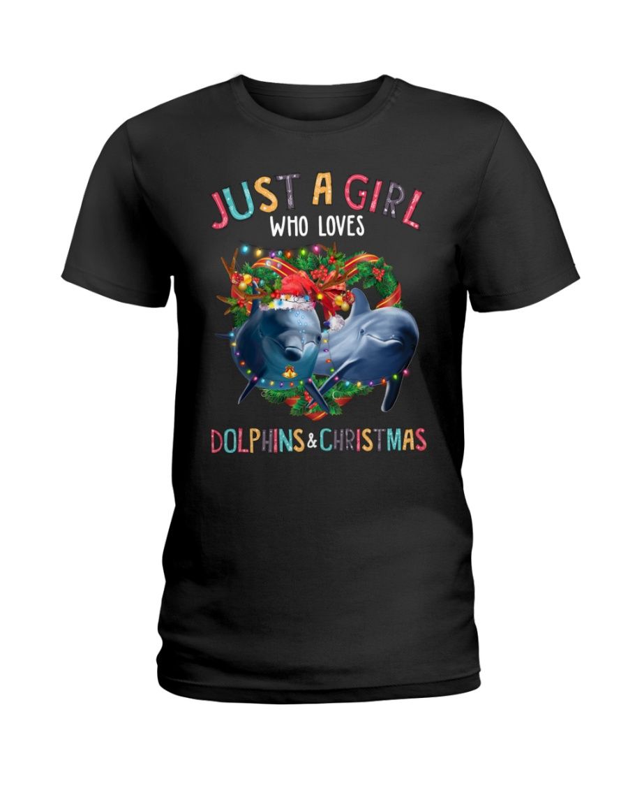 Dolphin – Just A Girl Who Loves Dolphins And Christmas Fb Ladies T-Shirt