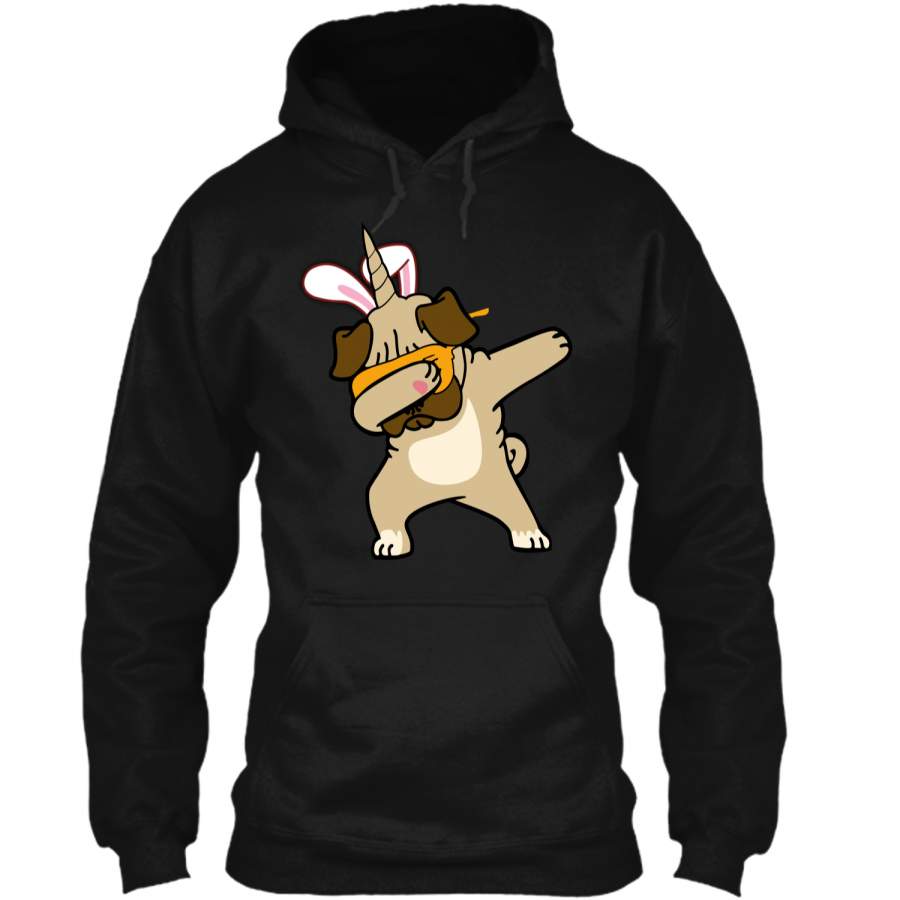 Easter Bunny Dabbing Pug Dog Pugicorn Tshirt Unicorn Tee Pullover Hoodie 8 oz