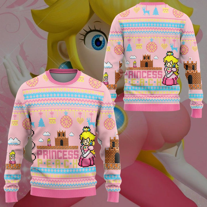 Waybackapparel Super Mario Princess Peach Custom 3D Sweater