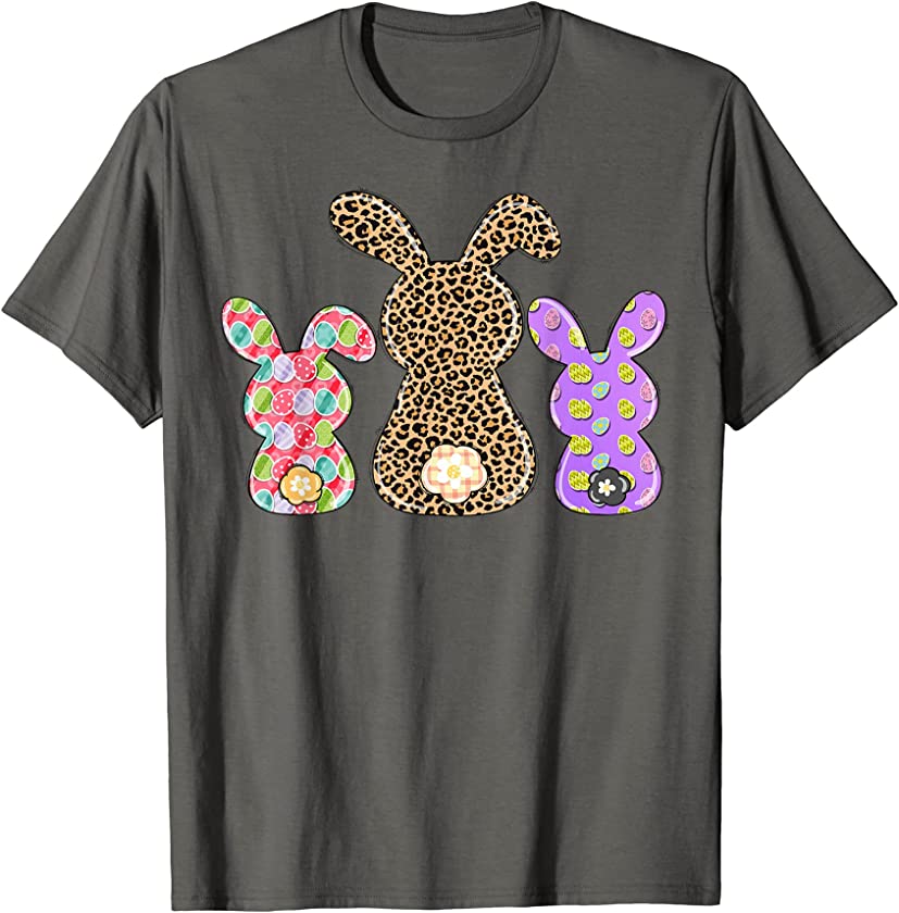 Leopard Easter Eggs Bunny Rabbit Trio Cute Womens Girls Boys T-Shirt