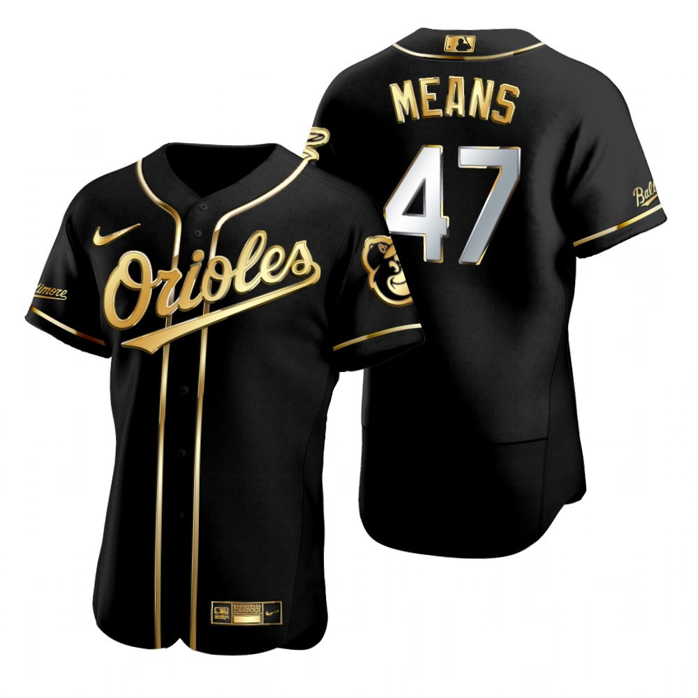 Baltimore Orioles #47 John Means MLB Golden Brandedition Black Jersey Gift For Orioles Fans