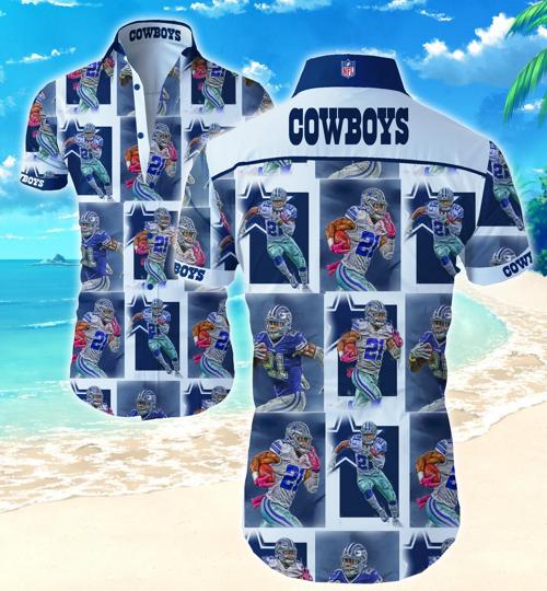 Dallas Cowboys Hawaiian Shirt Summer H20 Tropical Flower Short Sleeve Slim Fit Body