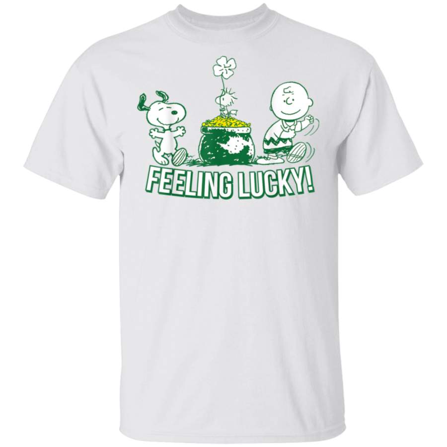 Peanuts Snoopy Woodstock and Charlie Brown Feeling Lucky T-Shirt