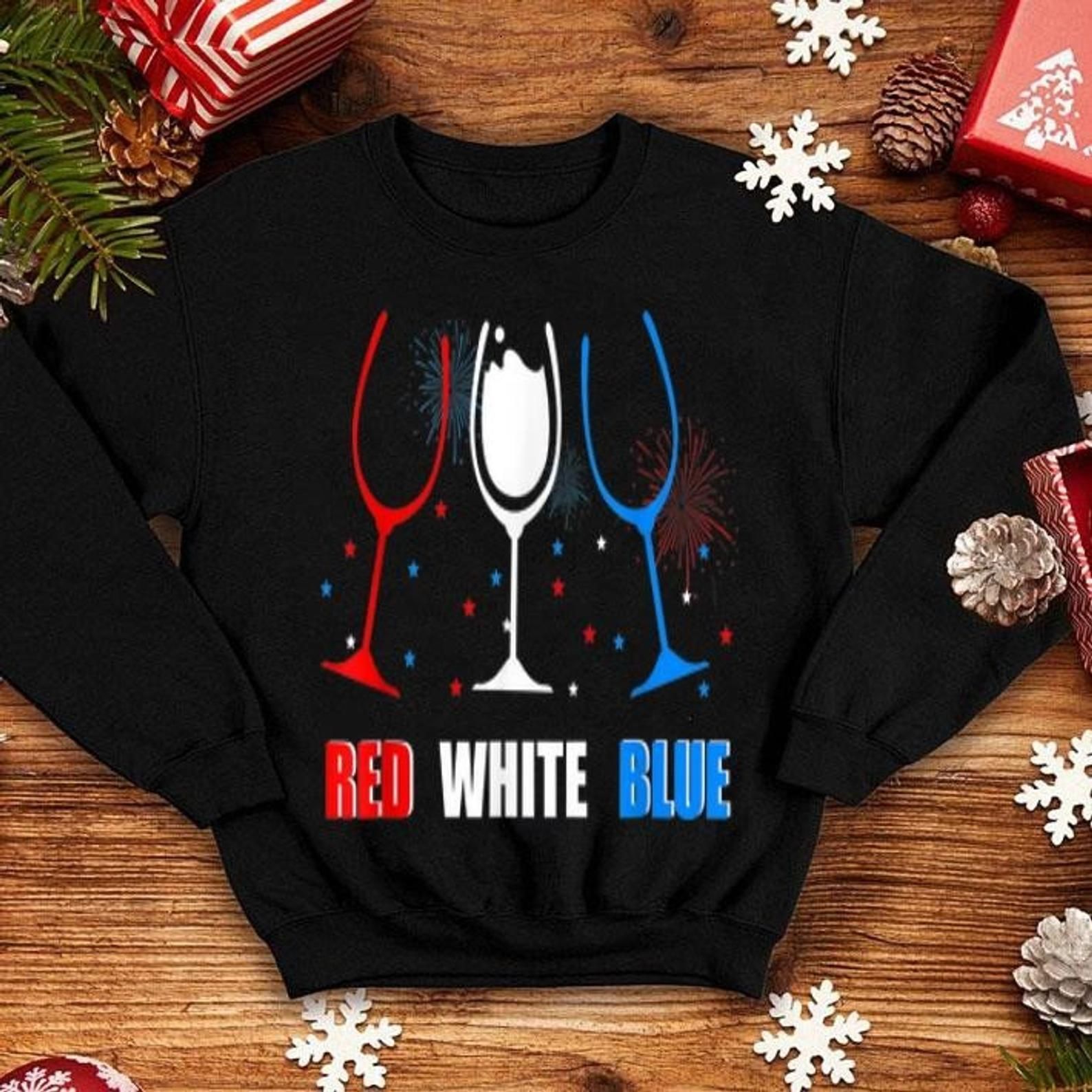Red Wine Blue4Th Of July Winered Blue Wine Glassesflag Wine
