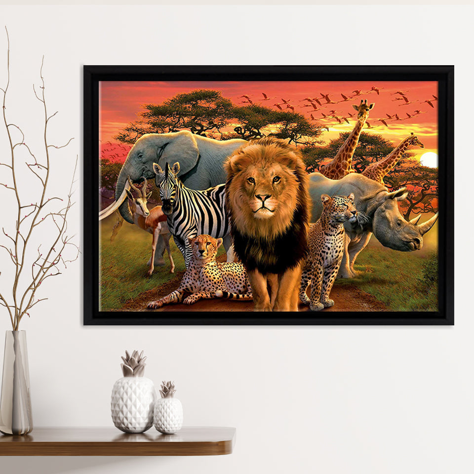 Wild Cute Animals Framed Canvas Print – Canvas Painting, Canvas Art, Wall Art, Wall Decor