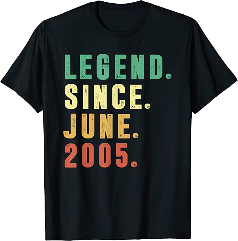 Vintage June 2005 Retro 16 Years Old 16th Birthday Boys T-Shirt