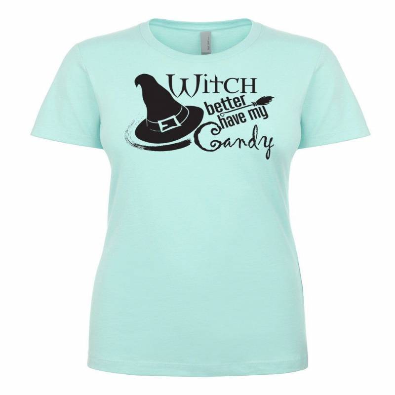 Crushtee Witch Better Have My Candy Fitted Tee Shirt Halloween Trick Or Treat Sweets Sugar Pumpkin Fall Costume Party Scary Spooky Brew Cauldron Hat Long Sleeve Hoodie