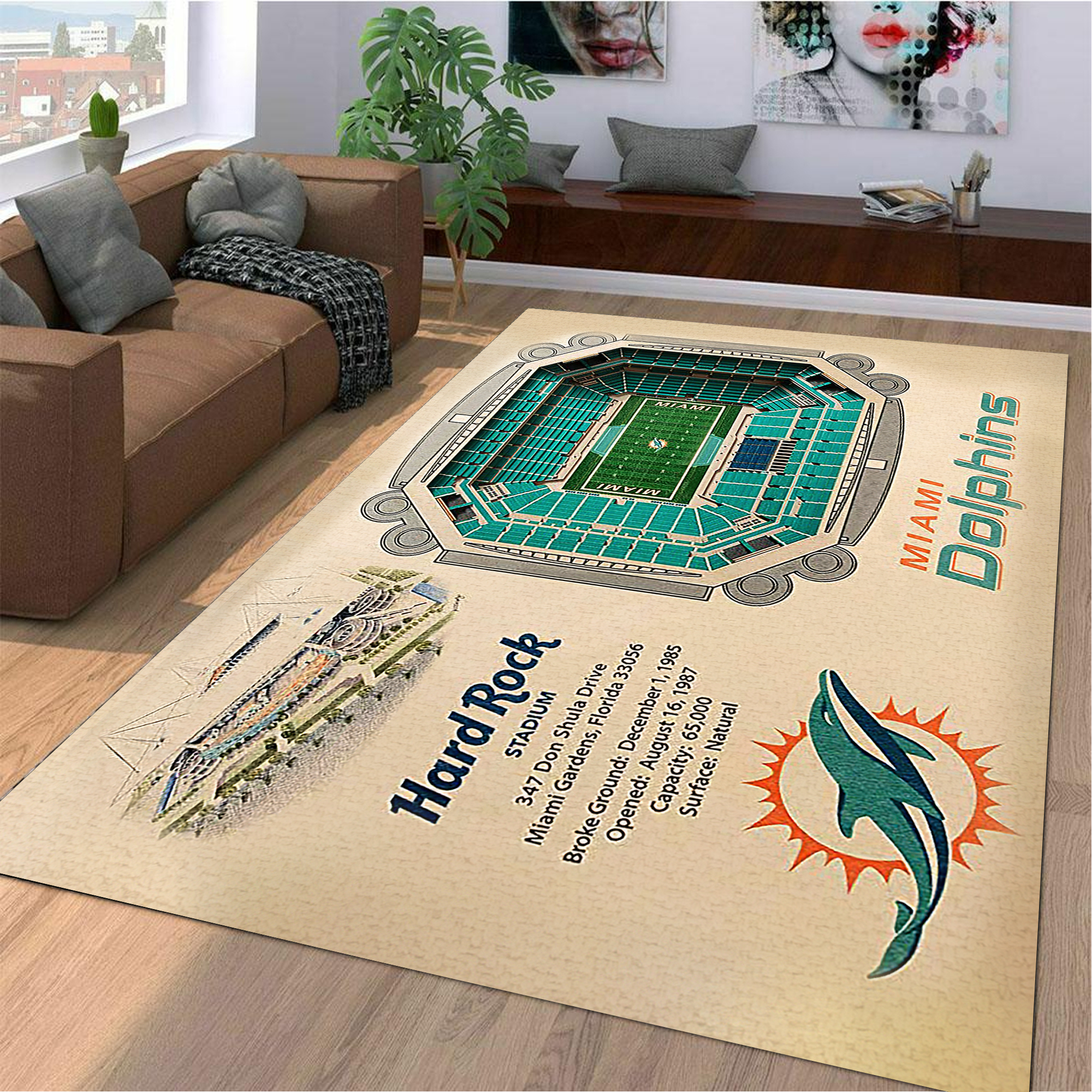 Fan Deco – Miami Dolphins Stadium 3D View Area Rug