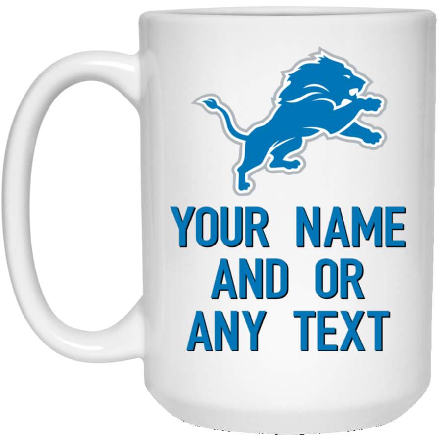 Personalized Detroit Lions Logo Mug Blue-Black Example 21504 15 oz. White Mug