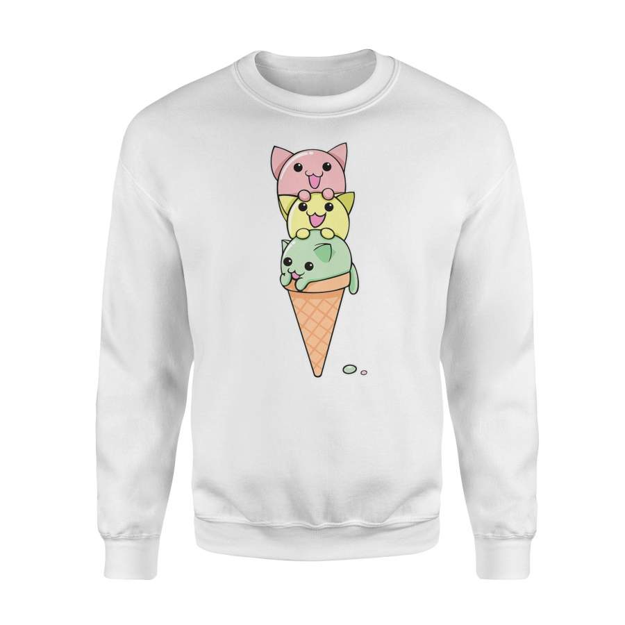 Cat Ice Cream Cone Funny Kawaii Kitten Sweatshirt