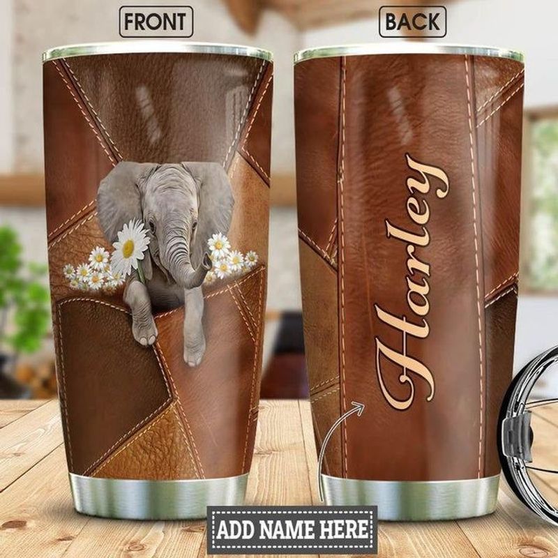 Personalized Elephant Daisy Chrysanthemum Tumbler Size 20Oz-30Oz