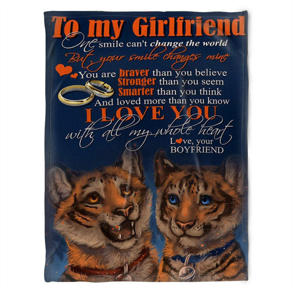 To My Girlfriend Blanket. I Love You With All My Whole Heart. Gift For Girlfriend From Boyfriend Home Decor Bedding Couch Sofa Soft And Comfy Cozy