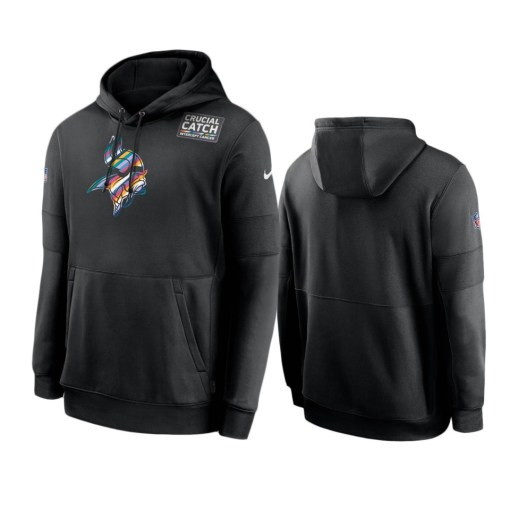 Minnesota Vikings Black Sideline Performance Crucial Catch Pullover Hoodie