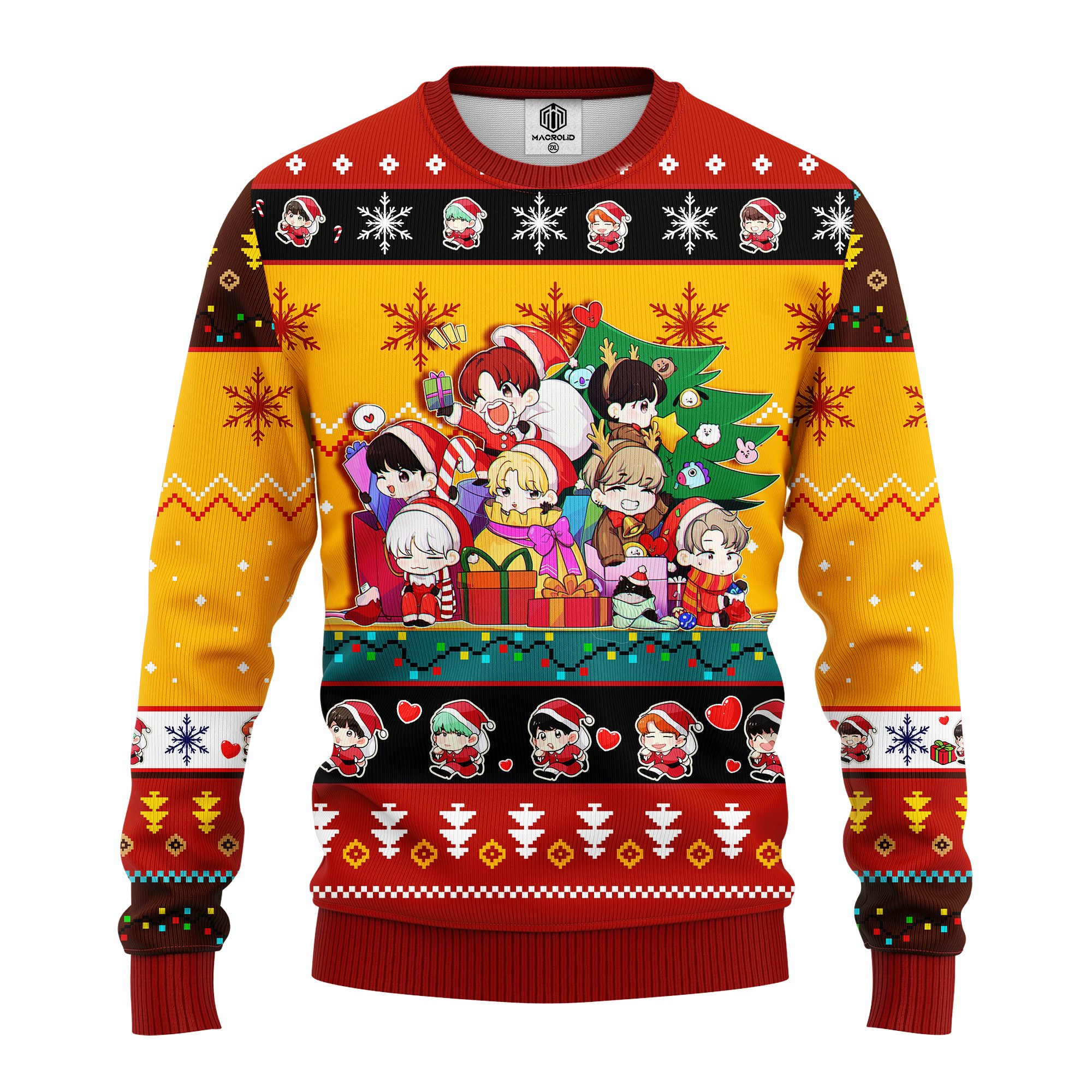 bts army chibi cute ugly christmas sweater red yellow 1 – Amazing Gift idea – thanksgiving gift