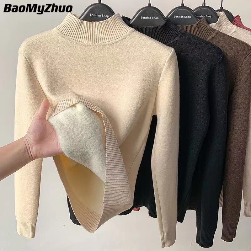 Autumn Winter Basic Warm Turtleneck Sweater Vintage Alt Women 2021 Oversize Pullover Korean Style Fashion Velvet Sweaters Tops alx