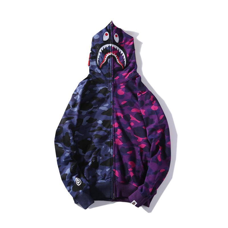 Bape Full Zip Shark Hoodie Camo Purple Hdcp6221