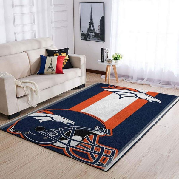 Denver Broncos Logo Helmet Area Rug, Football Floor Decor RCDD81F31096